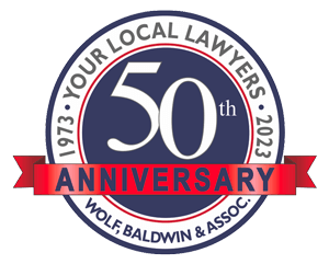50th Anniversary | 1973 Your Local Lawyers 2023 | Wolf, Baldwin & Assoc.