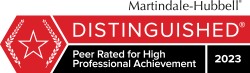 Martindale-Hubbell | Distinguished | Peer Rated for High Professional Achievement | 2023